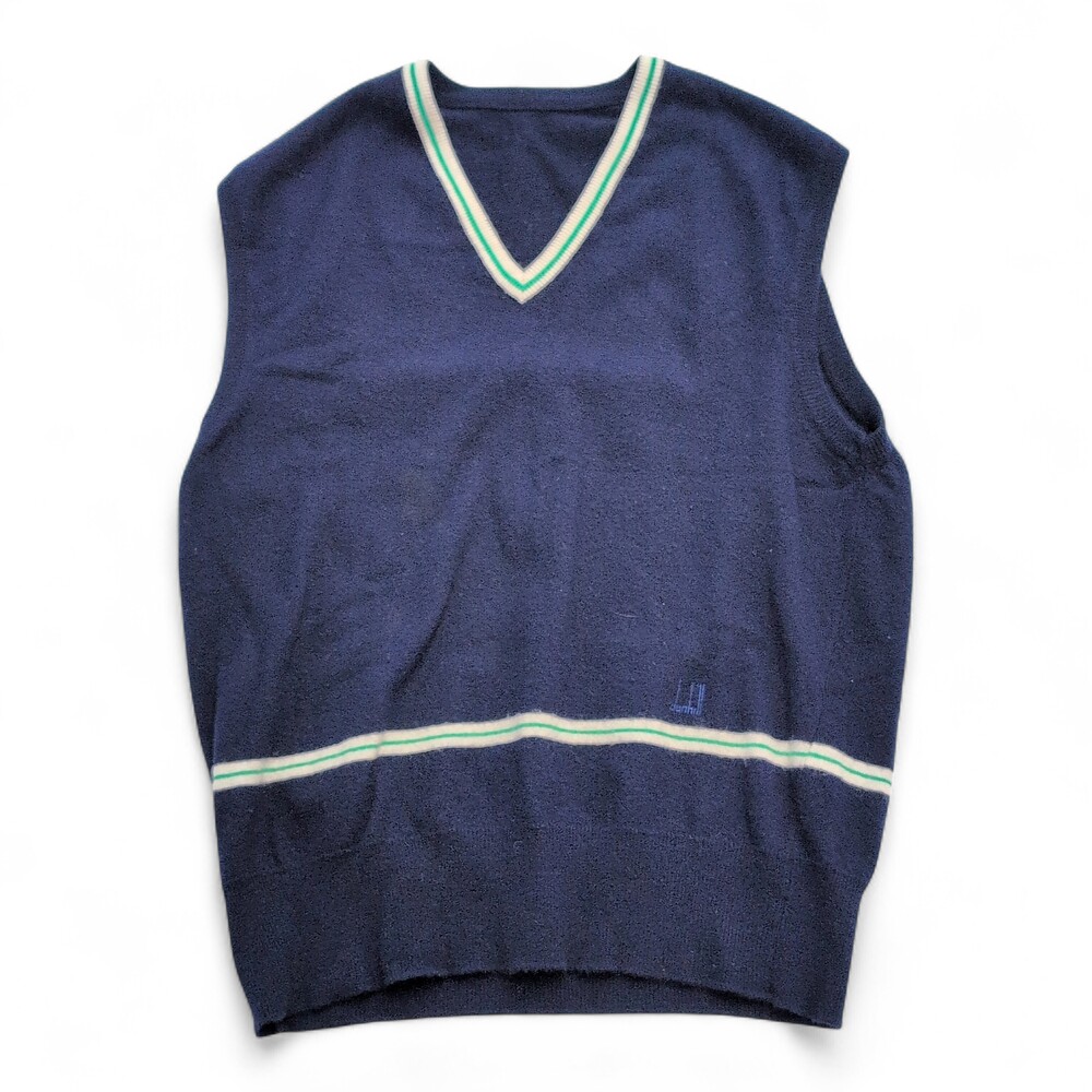 Dunhill 100% Cashmere Men's Golf Sweater Vest Navy‎ M
